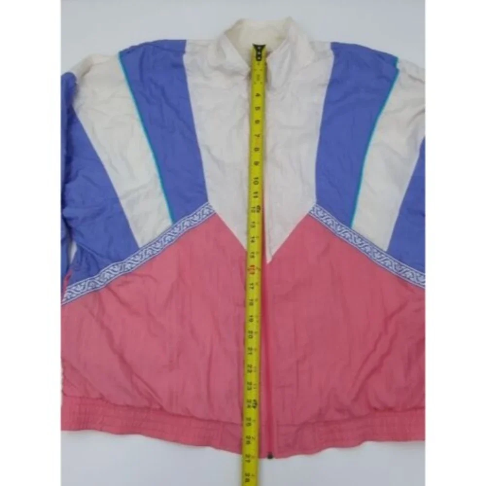 Vintage Bold Spirit Womens Nylon Windbreaker Jacket Size XL Grannycore Pastel 90